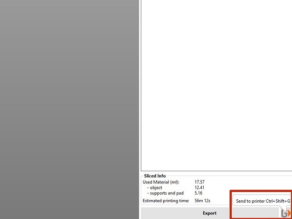 To upload to the printer, select the &quot;G&quot; button in the bottom right hand corner of the screen.