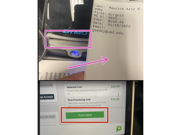 Once you have placed the parts in the bag, find the order on papercut and click &quot;Print Label&quot;