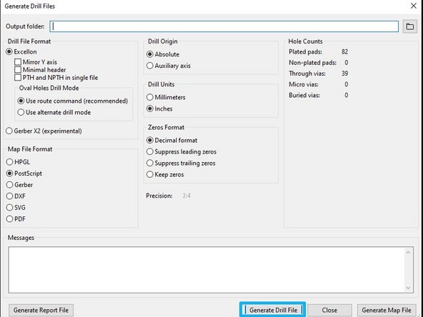 Make sure that the following layers are selected:      Top Copper (F.Cu)+ Soldermask (F.Mask) + Silkscreen (F.SilkS) Bottom Copper (B.Cu) + Soldermask (B.Mask) + Silkscreen (B.SilkS) Board outline (Edge.Cuts)