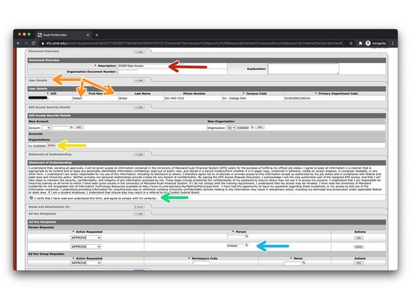 In this step, you'll review the form for correctness before submitting it to initiate the workflow.