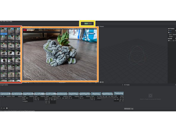 Save all of the pictures in a single folder, then drag-and-drop the folder into meshroom