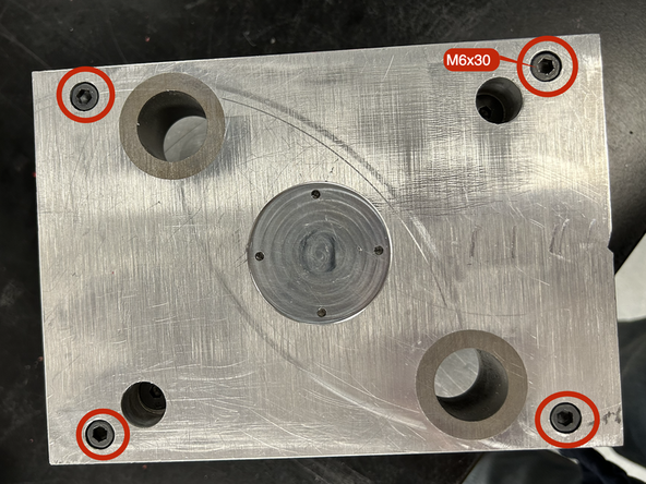 Afix the back pin plate to the front plate using 4 M6-30 bolts