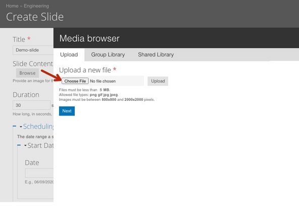 Click on Choose File.