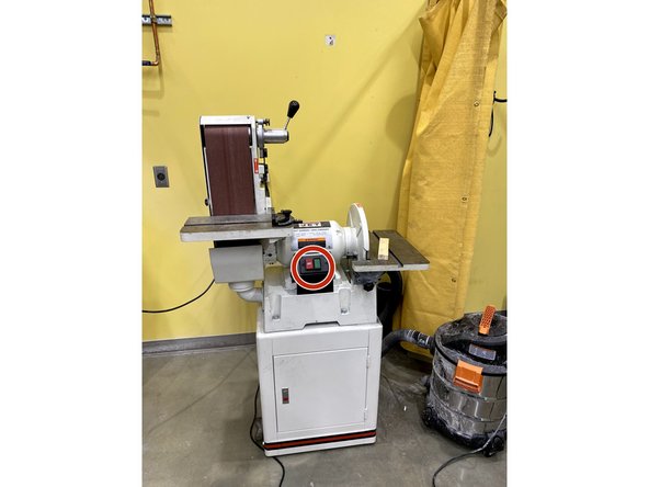 The Belt Sander is a great machine for slowly taking off any burrs or excess metal on something that was cut using another machine.