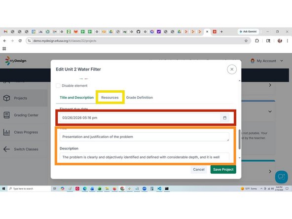 Scroll down to view resource fields