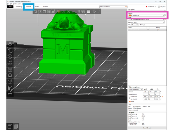 The type of material you print must be properly selected during slicing. If the material in the file is mismatched to the material on the printer, it will clog the extruder.