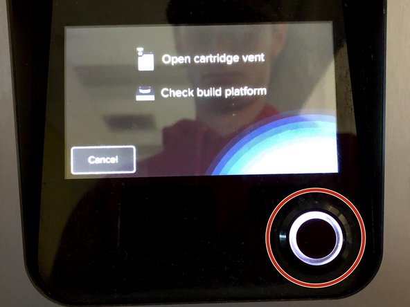 Open the Resin Cartridge Vent