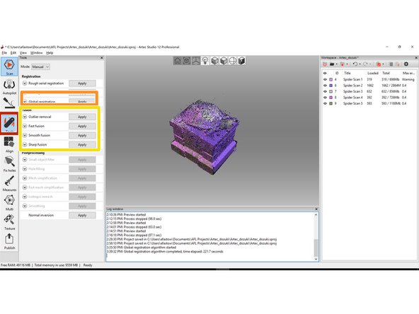 The final steps to generating a .stl from a scan is running an algorithm to build a mesh from the point cloud
