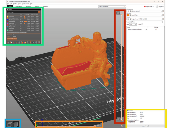 Once a part has been sliced, you can select sliced or unsliced view at the bottom left.