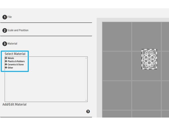Click &quot;Material&quot; on the left to get to the material menu