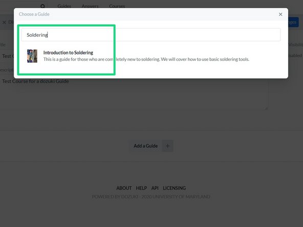 When creating a course just select add guide