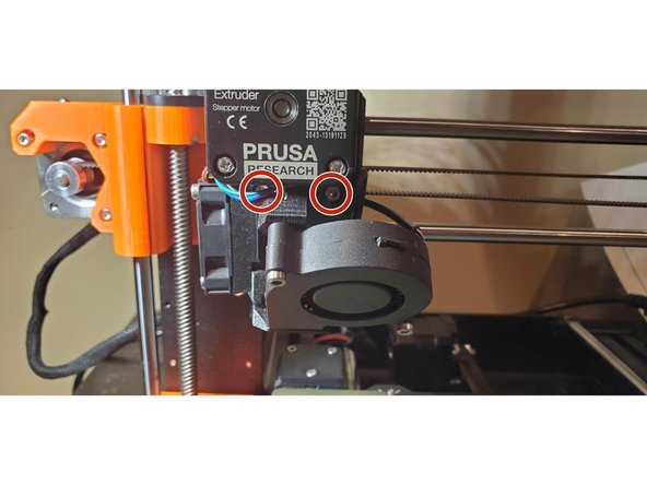 Two (2) screws on the back of the extruder assembly