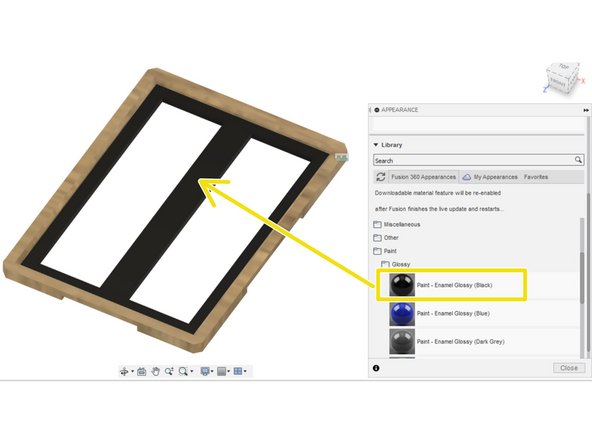 Open the appearances menu through the modify drop-down menu