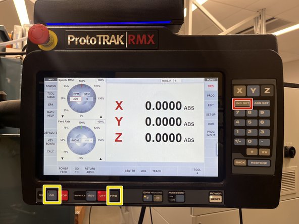 To power feed a specified distance, tap the &quot;Power feed&quot; button and type in the desired distance using the number pad, then press &quot;INC SET&quot;, &quot;FWD&quot; and &quot;GO.&quot;