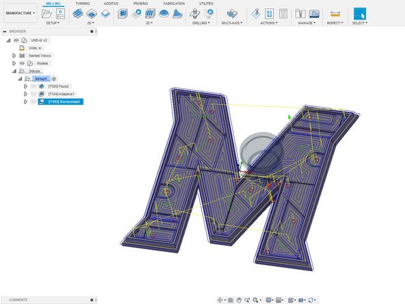 The horizontal operation will cut all flat surfaces of the part.
