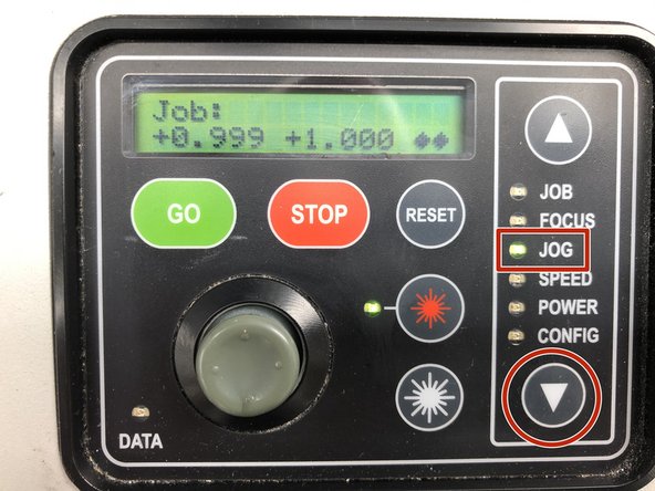Use the down arrow to select the &quot;JOG&quot; function