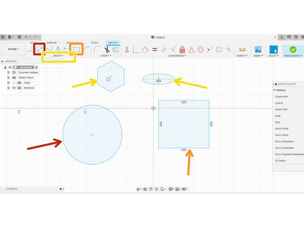 In addition to lines and curves, Fusion 360 has tools to make shapes in sketch mode. Note that all of the shapes are automatically closed profiles