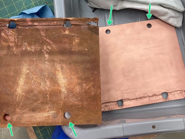 This area of the plate (where it's just on the surface of the solution) is where copper is taken from the most.