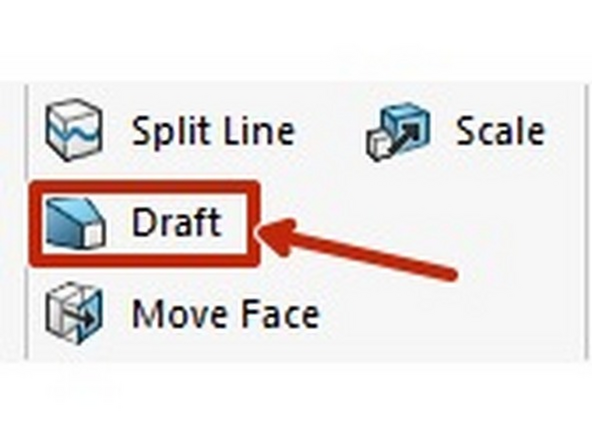 Now that we have determined the faces that need a draft angle the next step is to add draft angles to those faces.