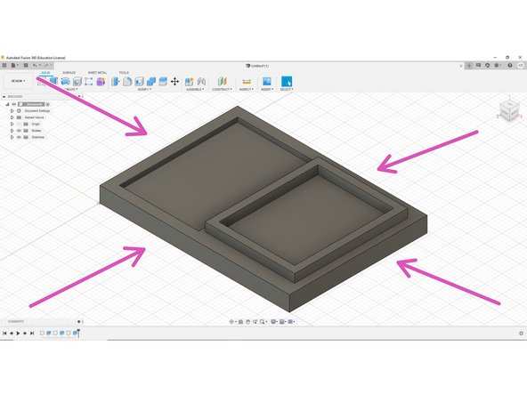 With the outline of the arduino wall, we can now extrude, go ahead and select extrude, then extrude out the wall region we just offset by .24&quot;