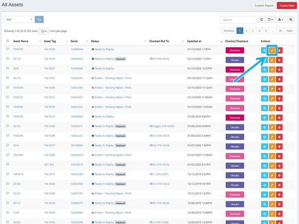 Scroll to the right and select the orange pencil button (Update)
