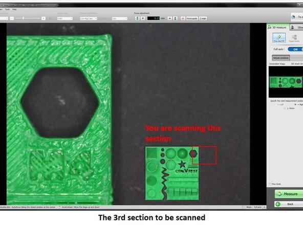 Continue scanning the third section of the part