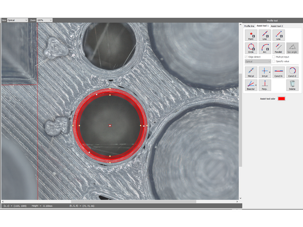 A circle element that specifies three points (or more when [Multi-pt input] is selected) on the circumference.