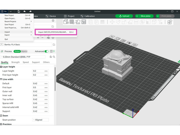 Navigate to File&gt;Import&gt;Import 3MF/STL/STEP... to import your file
