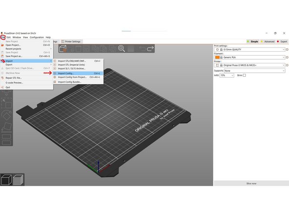 Click File &gt; Import &gt; Import Config.