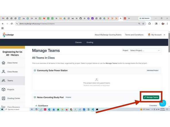 Select Manage Teams