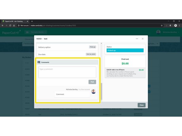 Click on an existing order at the bottom of your screen to open the detail view.