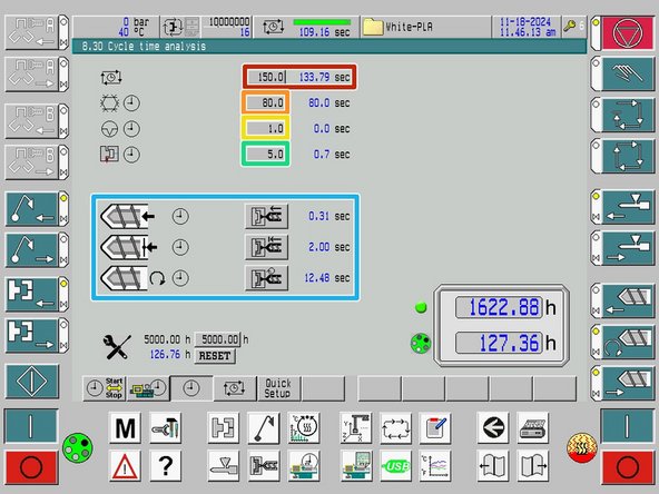 Cycle Time Monitoring: set to be longer than current cycle time. If time set is exceeded, then the machine will be switched off.