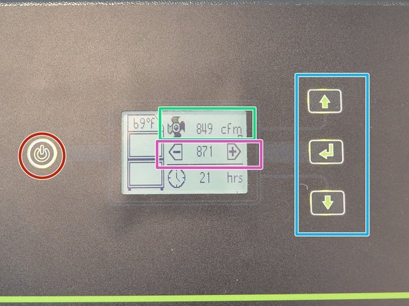 Its default setting is 1000 CFM and it will run as high as possible