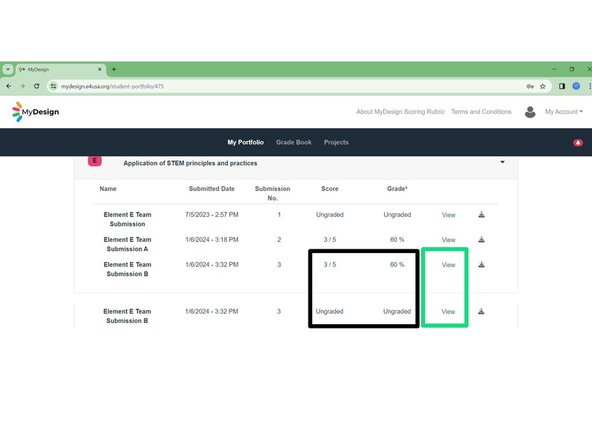 Score and Grade columns show the actual score and grade for one student and &quot;Ungraded&quot; for the other.