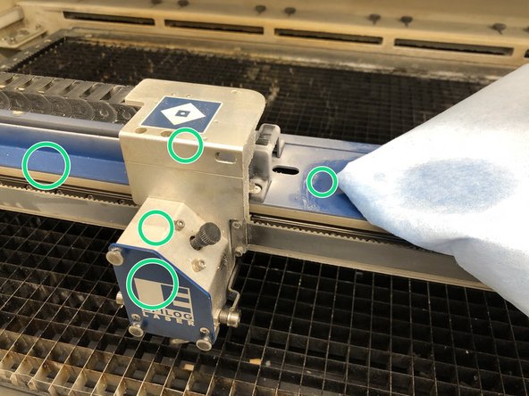 Clean the outside of the gantry with a paper towel and some IPA