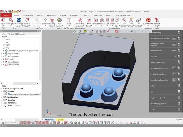 The Extrude cut option is the same as the previous Extrude option. Make sure that the Cut option under Result Operator is checked