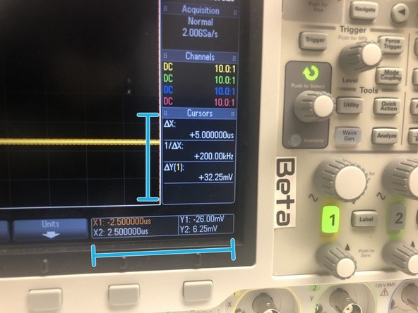 This is where you can see all the relevant information of the cursors, such as position, time, and voltage.