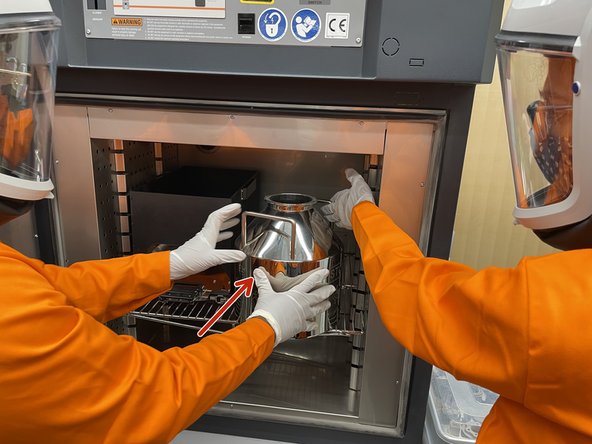 Move the removed keg to the drying oven to be baked with the print