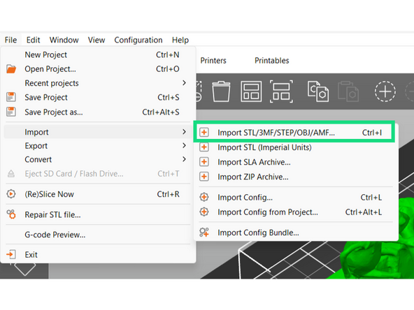 A slicing software provides a virtual build plate to arrange orient models for printing.