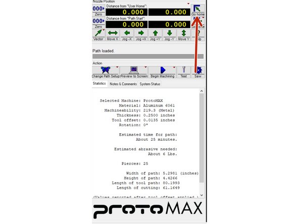 First home the nozzle using the button shown in the first picture