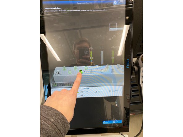Once back in the screen under tool management, select the correct tool you are replacing the previous tool with from the warehouse and select the location you want it to take in the tool magazine.