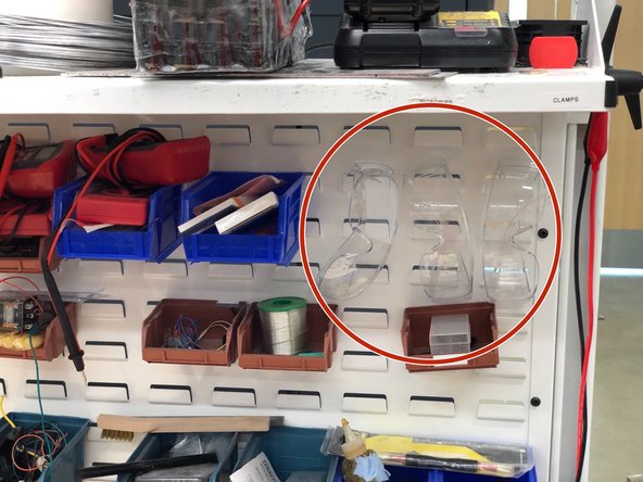 Put on safety glasses