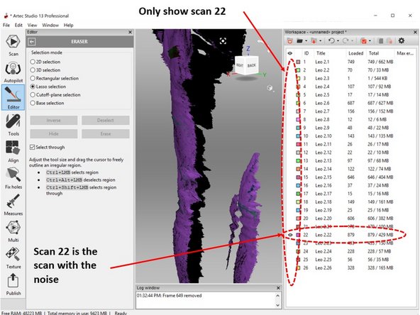 Once you identify a noise, you need to track which scan data this noise belonges