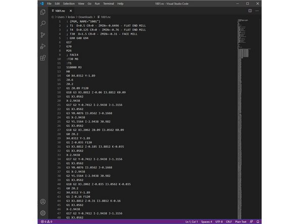 When finished click &quot;OK&quot; and the G-code program has now been exported. The G-code commands the EZ-Router to follow a set of instructions.