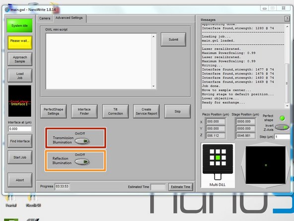 Select &quot;Transmission Illumination&quot; if you are using a transparent substrate (e.g. fused silica, glass coverslip, ITO-coated).