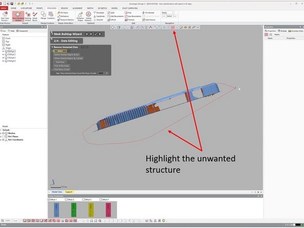 This can be done by unselecting all but one of the scan data as shown in the second figure. This way you can do data editing on the selected scan data only