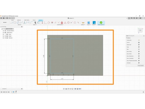 Begin by selecting the top surface, and then selecting &quot;create new sketch (red rectangle)