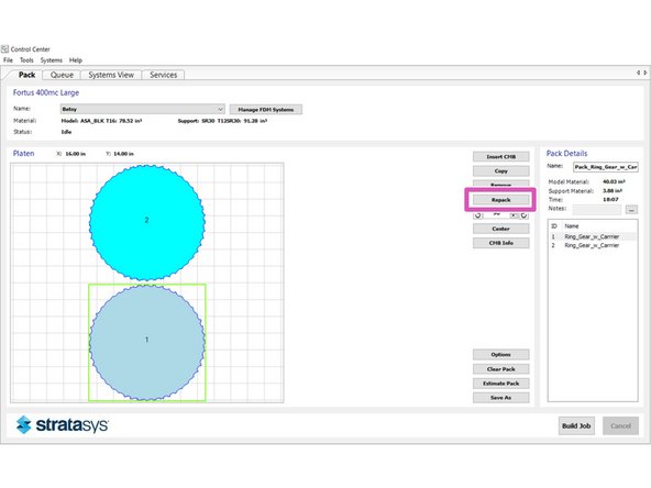 If there are multiple parts in the build, you can arrange them on the platen by clicking and dragging