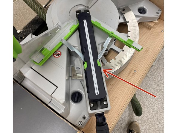 When lined up correctly, it sits on the saw well fairly snugly to show that the angle is correct for the saw.