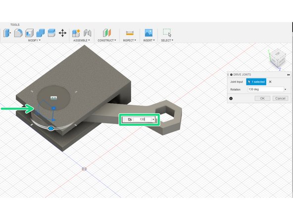 The Assembly drop down menu houses the button to open the drive joint window